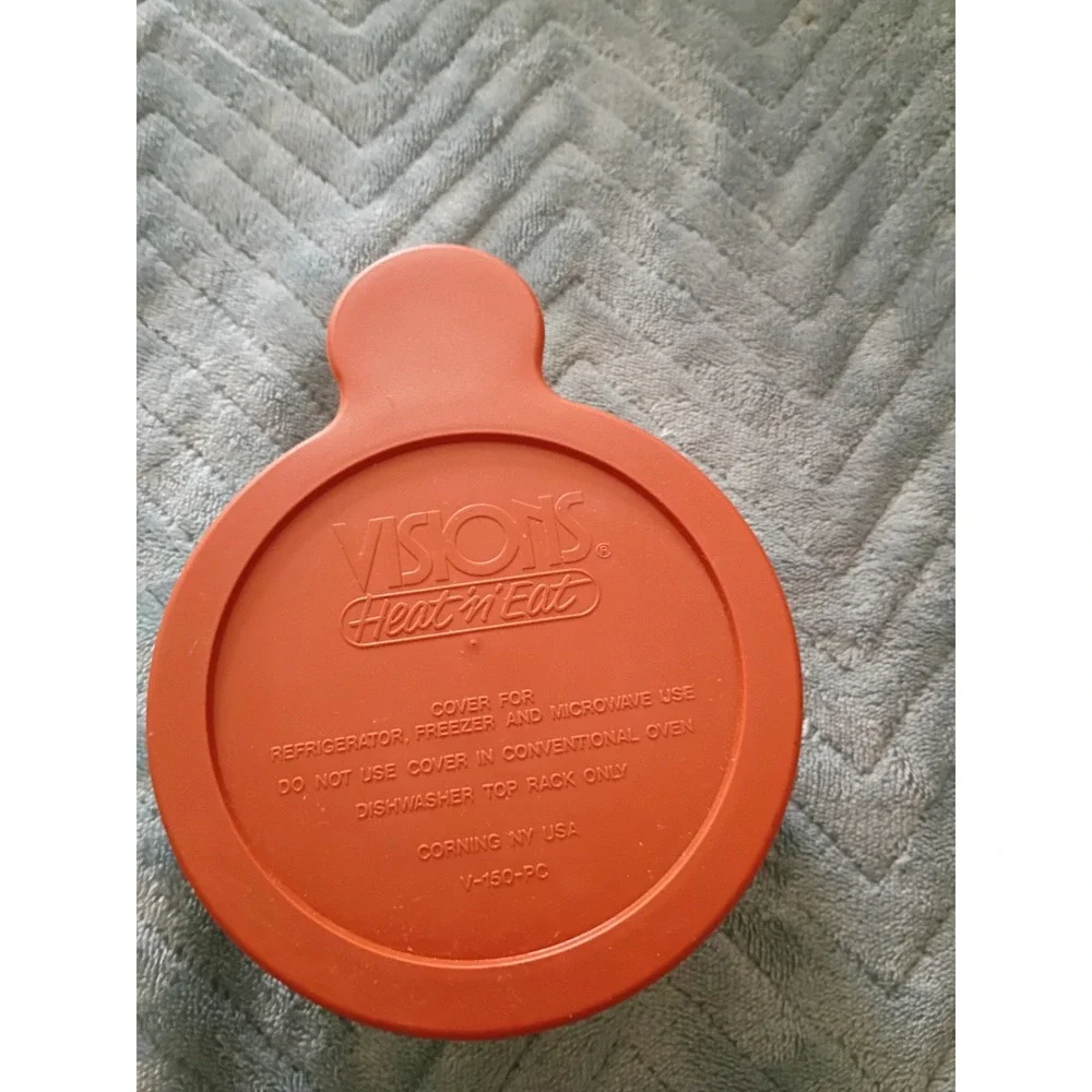 VTG Corning Visions V-150-B Heat 'n' Eat Amber Glass Bowl w/ Lid Cookware